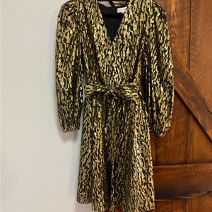 Gibson Latimer Gold and Black Midi Dress